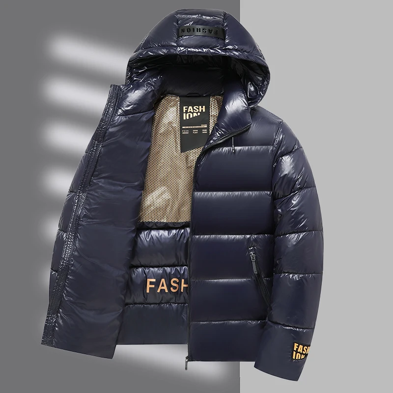 سترة شتوية للرجال لعام 2025 عالية الجودة من القطن باللون الأسود مع قبعة قابلة للفصل، سترة قطنية عصرية وغير رسمية متعددة الاستخدامات #1