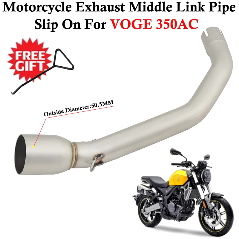 Slip On For VOGE 350AC 320CC 2023 Motorcycle Exhaust Escape Systems Modify Middle Link Pipe 51MM Muffler Stainless Steel