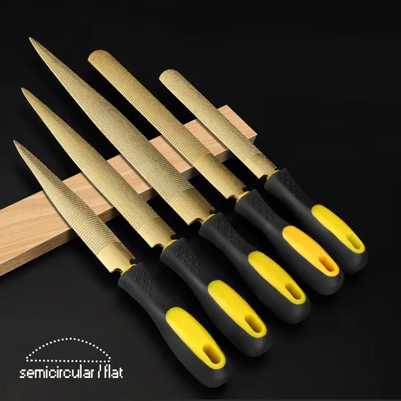 Gold Color Woodworking File Triangle Half-round Double-side Steel File 4