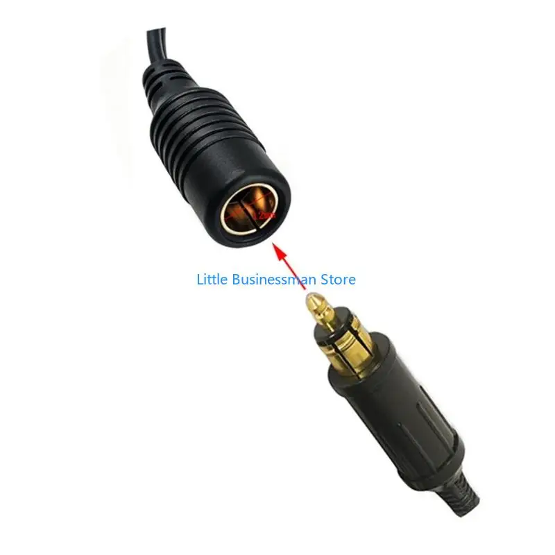 12V Accessory Outlet Cable with Battery Clamps, Insulated Positive and Negative Wiring for Motorcycle Charging and Travel Backup