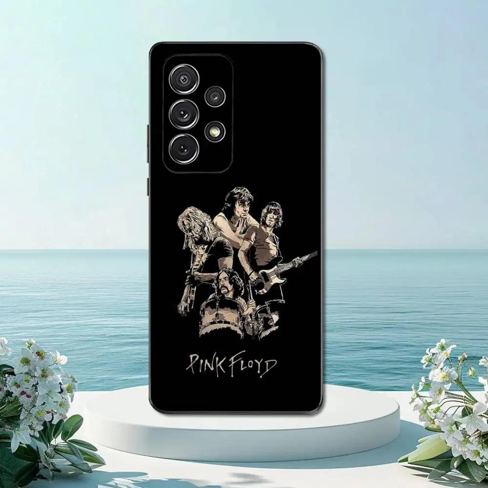 พี-พิงค์ เอฟ-ลอยด์เคสโทรศัพท์สำหรับซัมซุง S22,S21,S20,S10,S9,S25,S24,S23,อัลตร้า,FE,พลัส,ไลท์,ซิลิโคนอ่อนนุ่มปกสีดำ