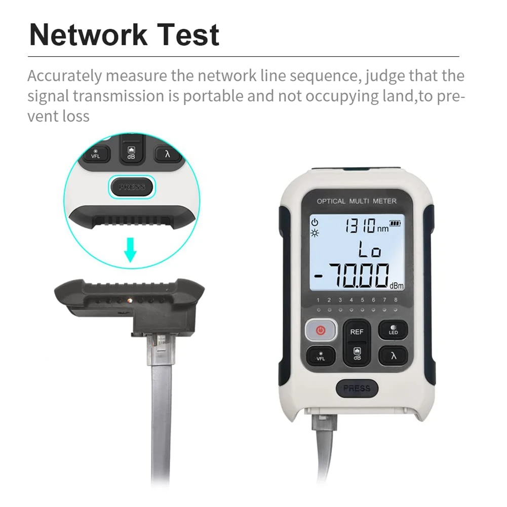 Optical Power Meter+Visual Fault Locator 15Mw and RJ45 Cable Tracker Powered 3In1 Fiber Optic Light Tester+OPM VFL RJ45