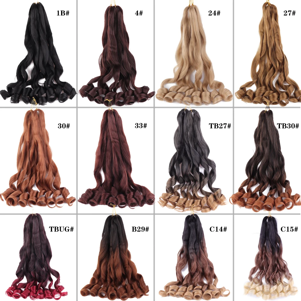 24inch French Curly Braiding Hair Synthetic Ombre Pre Stretched Hair Spiral Curl Braids Synthetic Hair High Temperature