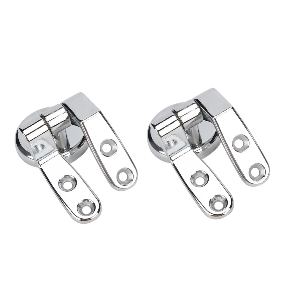 1 Pair Zinc Alloy Material Toilet Lid Hinges Silver with 8 Screws and Installation Accessories Toilet Lid Fixings