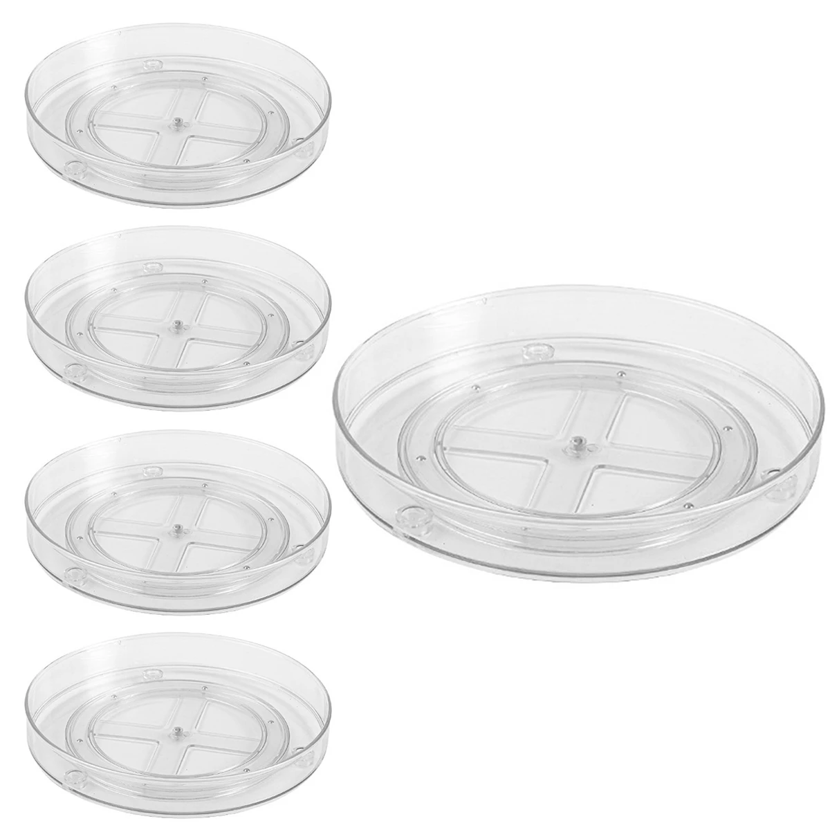 5PCS/1PCS Clear Non-Skid Lazy Susan Organizers 9 Inch Platic Turntable Rack for Kitchen Cabinet Storage Fridge Makeup Organizing