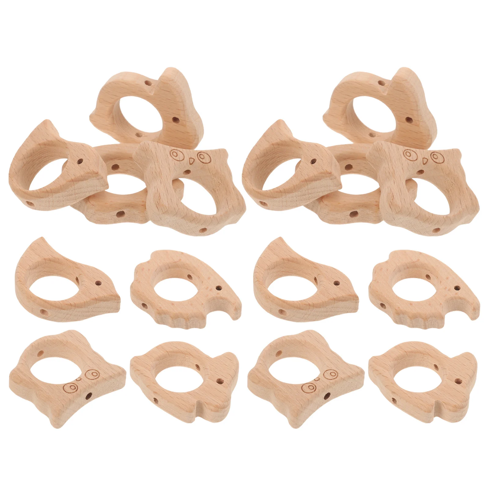 20 pcs Animal For Wood Teether Ring Infant Grasp Training Baby Wooden Baby Safe Kids Gift