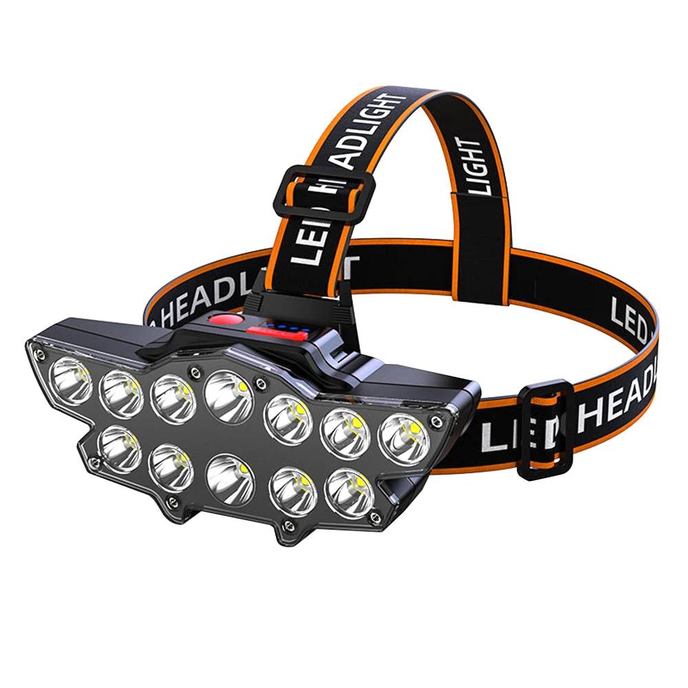 12 LED Headlamp Strong Light Head Lamp USB Rechargeable Headlight Built-in 18650 Battery Fishing Flashlight Outdoor Lantern