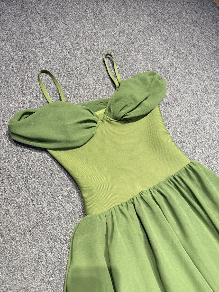 Vestido de aniversário de luxo feminino verde dupla camada tornozelo comprimento macio e confortável vestidos de festa de rua saindo vestido de formatura