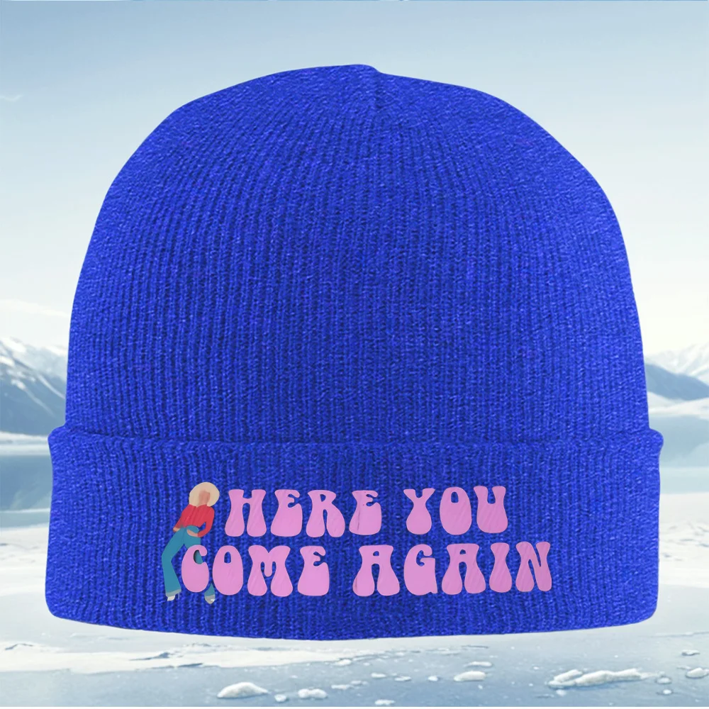 نمط الرجعية مع امرأة ونص الرجال النساء للجنسين محبوك قبعة قبعة صوفية قبعة الشتاء الحرارية الدافئة عيد الميلاد ركوب الدراجات في الهواء الطلق H