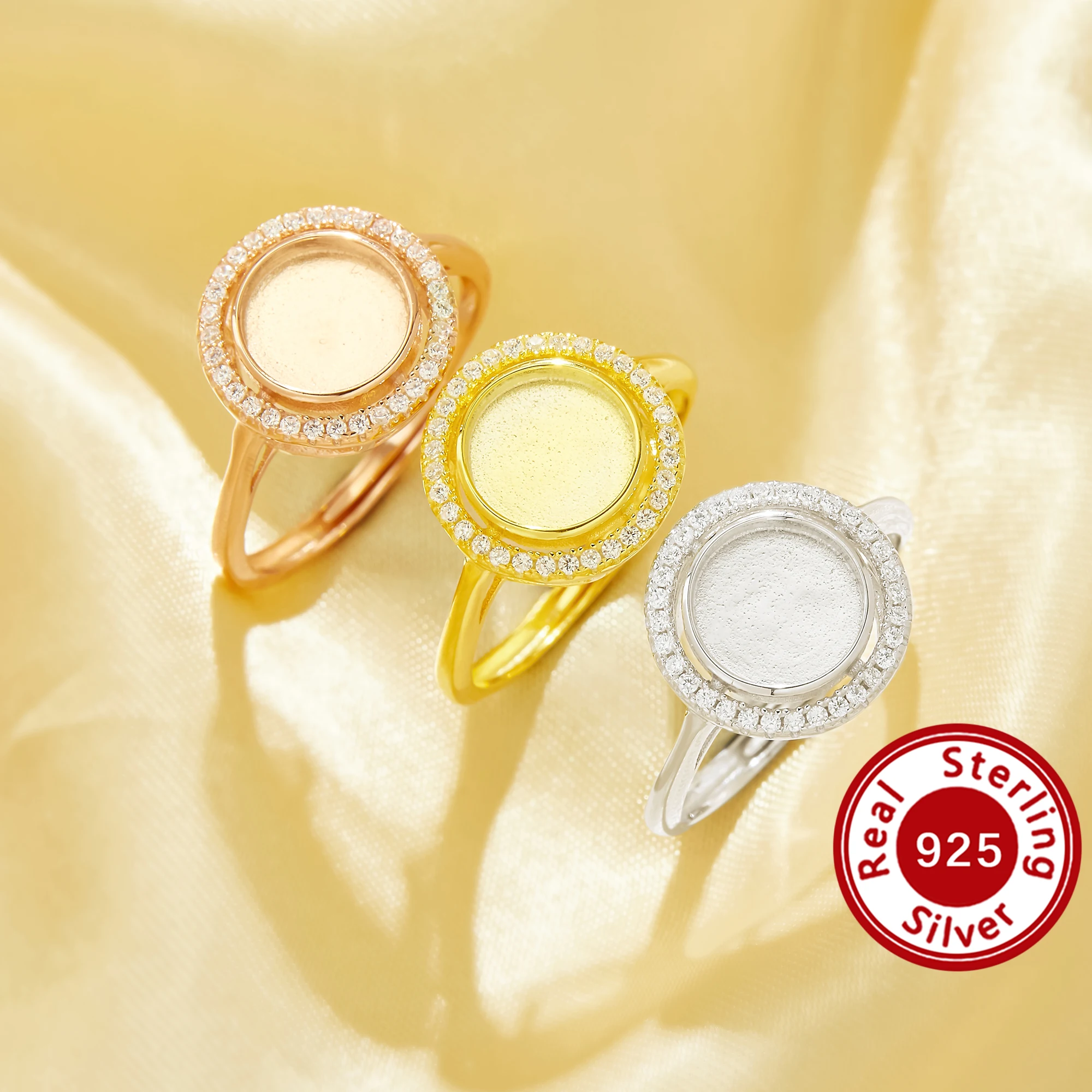 

8 мм набор колец из смолы для груди и молока с ореолом, круглый ободок, кольцо из твердого серебра 925 пробы, кольцо с камнем Pave CZ 1215110