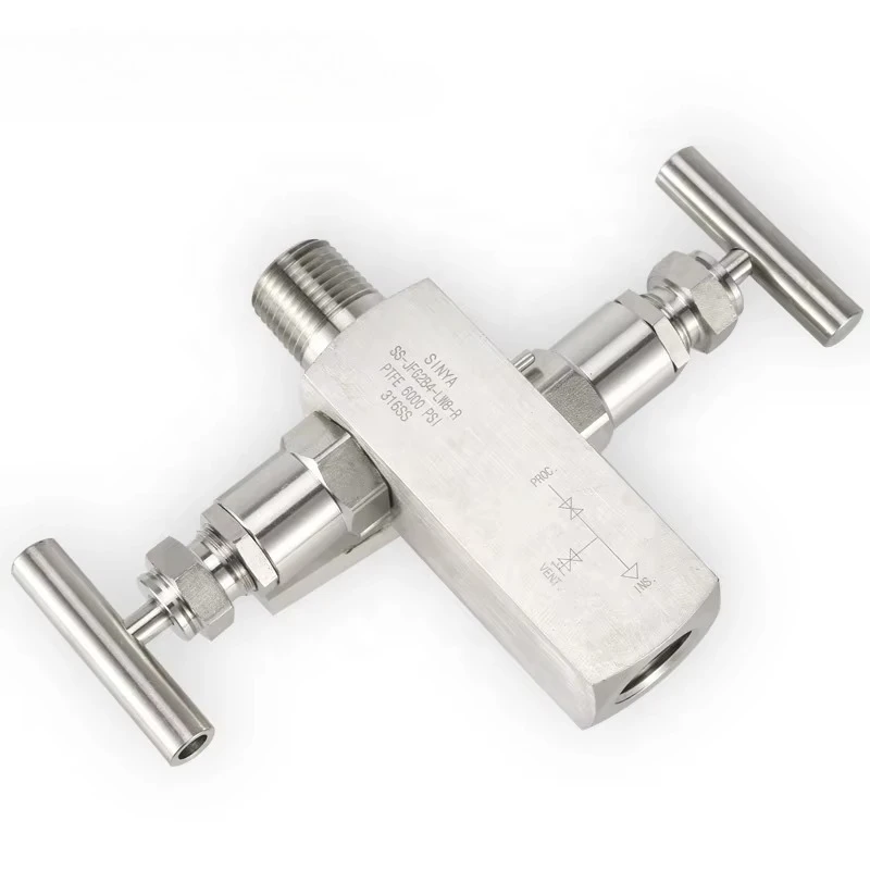 1/2 "NPT Female and External 6000 PSI Block and Exhaust Pressure Gauge Valve Gauge Two Valve Manifold Gauges