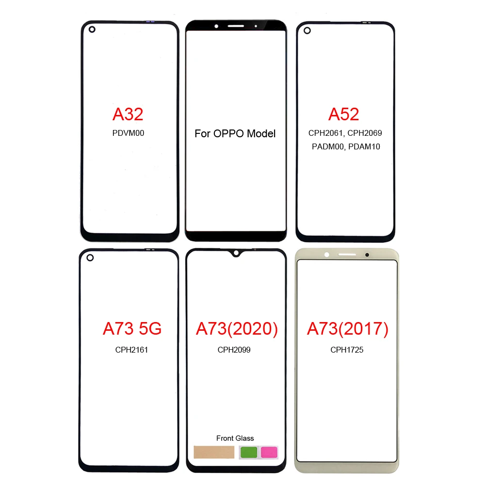 Touch Screen Panel for Oppo A73 5G 2020 A32 A52 CPH2099 CPH1725 CPH2161 CPH2061 PDVM00,Front Glass Touch Panel Cover Parts