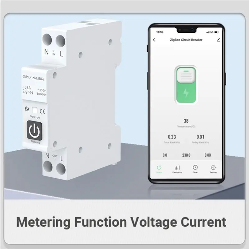 A42Z-TUYA 63A 1P+N Zigbee Smart Circuit Breaker With Metering Smart Home Wireless Remote Control Smart Life Alexa Home