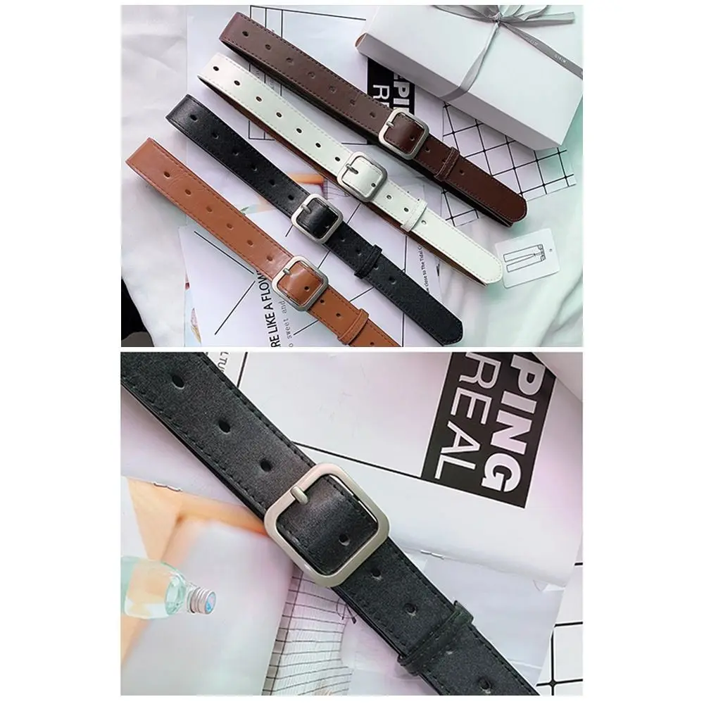 Fashion Wild Skirt Vintage Square Buckle Waistband Pants Bands Ladies Dress Belts PU Leather Belt