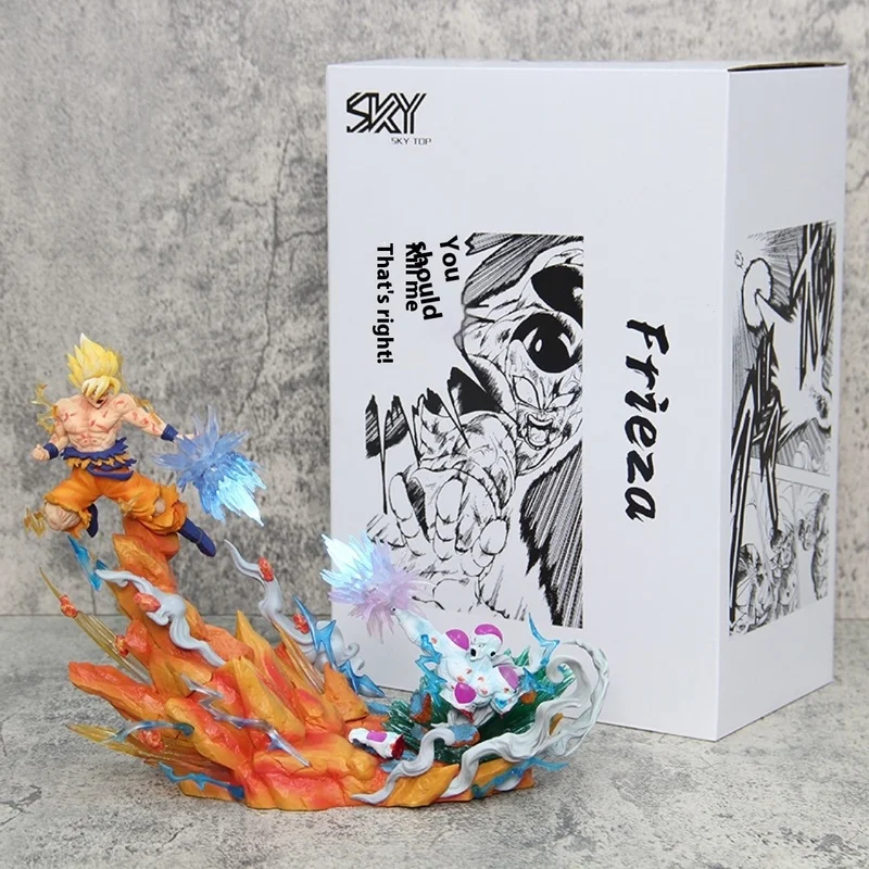 Anime Dragon Ball 25cm Son Goku kontra Frieza Figurki Akcji Model PVC Kolekcja Lalek Dekoracja na Biurko Statuetka Ozdoba Zabawki Prezenty ﻿