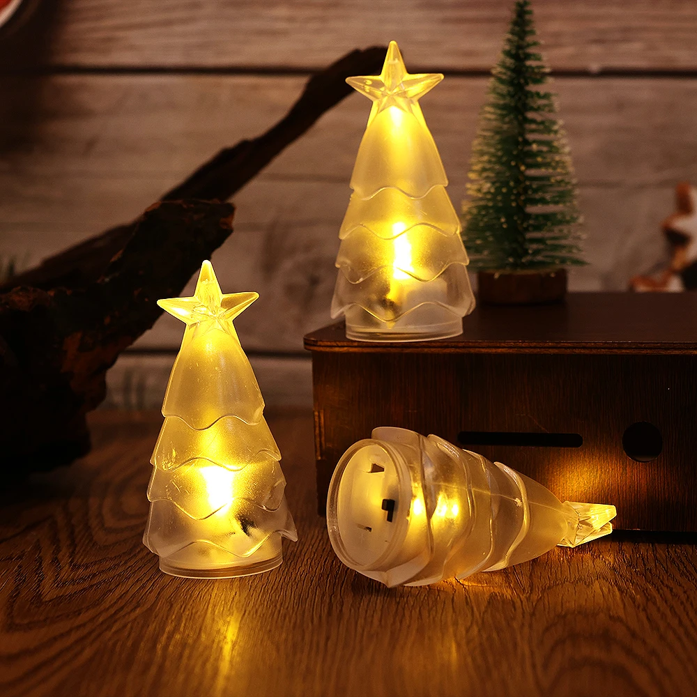 LED Christmas Portable Night Light Glowing Stars Christmas Tree New Year Lantern X-mas Decor Lamps Supplies Home Party Ornaments