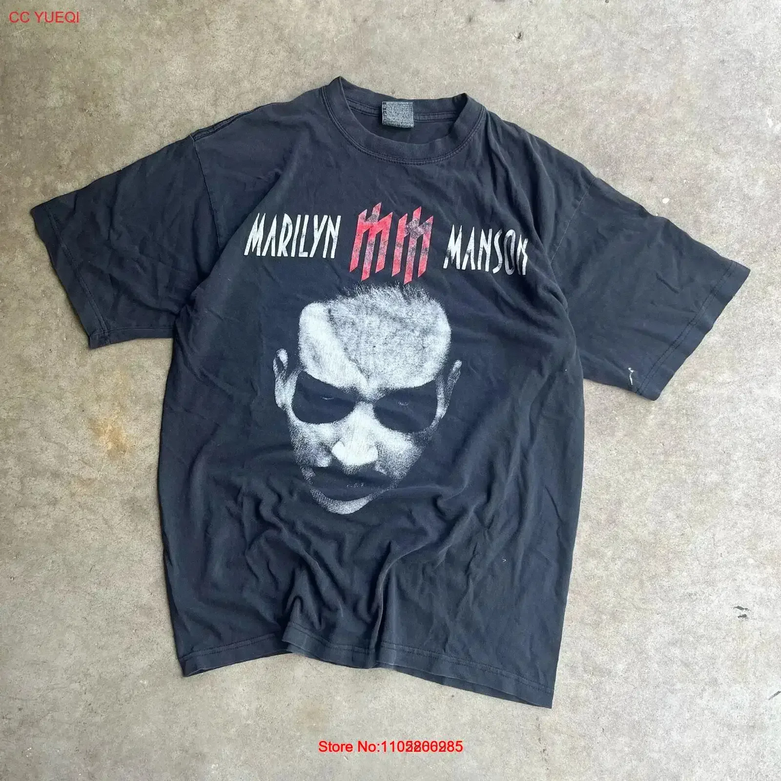 vintage 1990s marilyn manson edgy gothic skull shirt gold series metal concert vintage Washed Versatile Unisex designer clothes