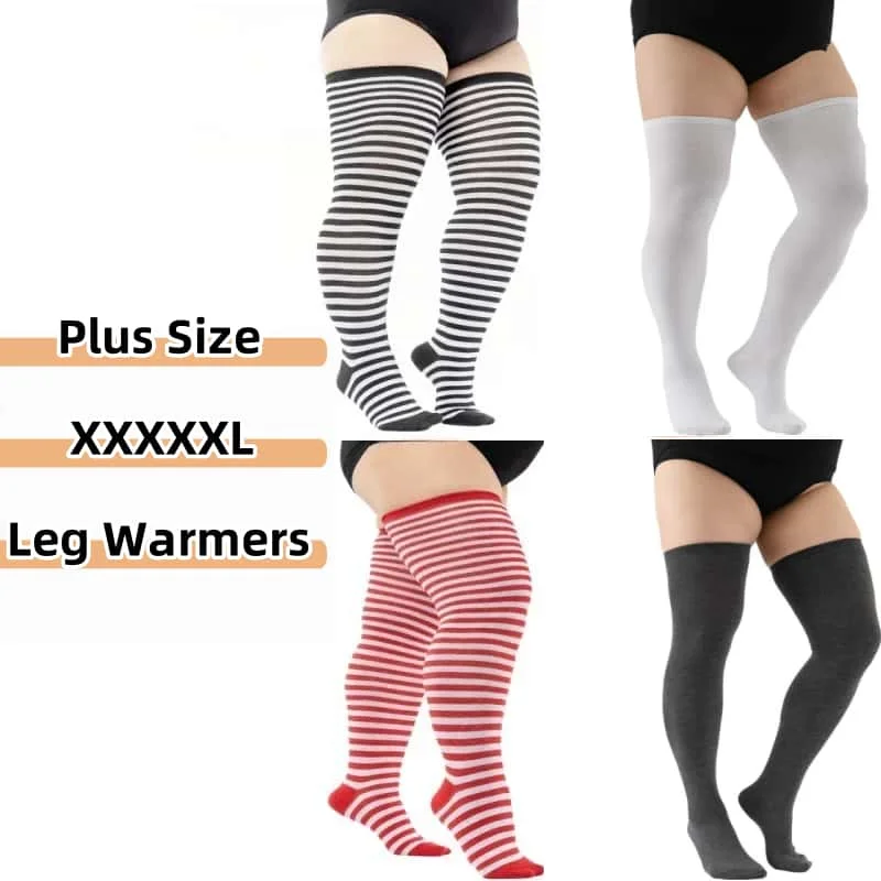 

Женские полосатые чулки размера плюс, высокие носки до бедра, женские теплые осенне-зимние гольфы