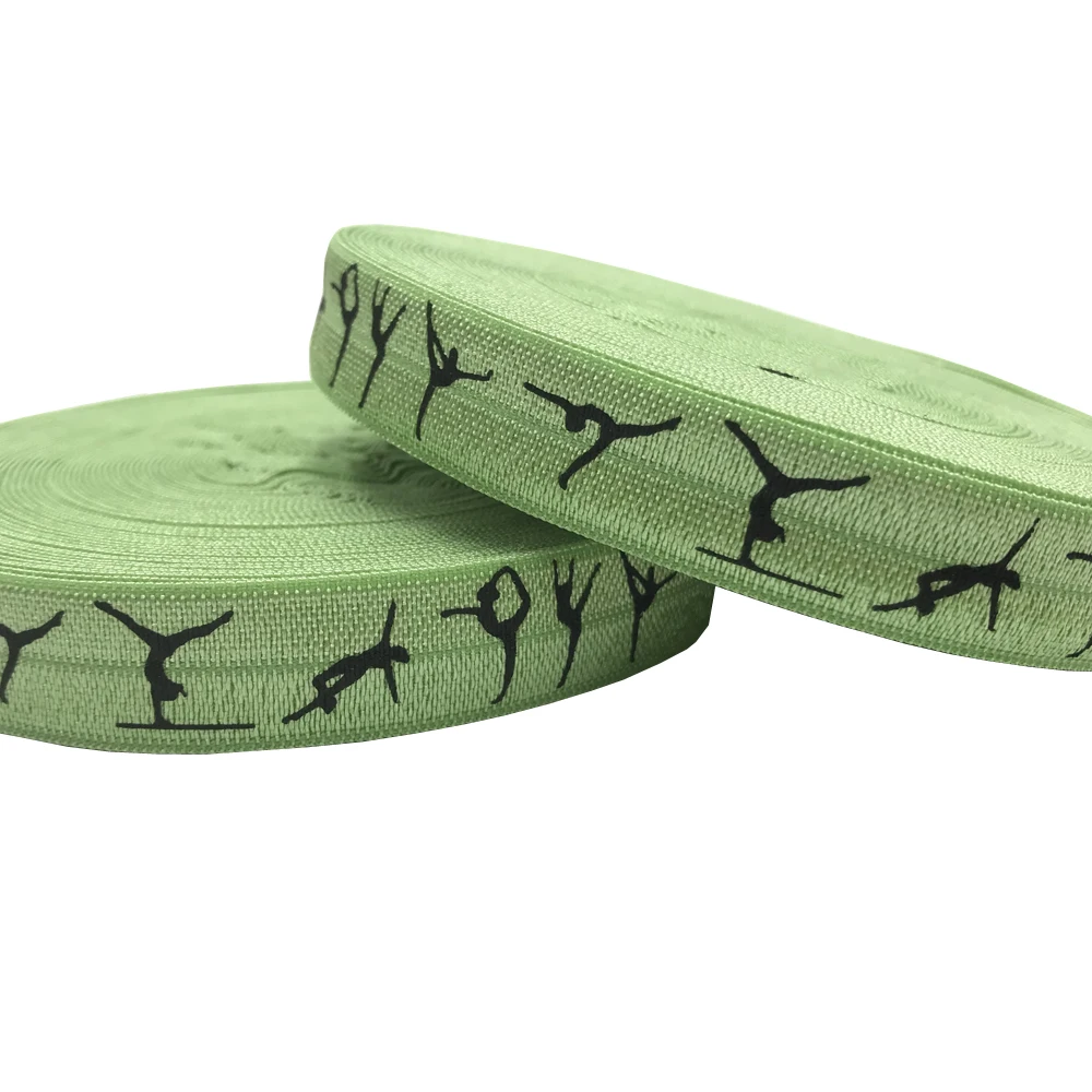 10 Yards 5/8'' bunter Gymnastik-Druck, umklappbar, elastisch, dehnbar, für Mädchen, Haargummi, Zubehör, DIY, handgefertigtes Gurtband – Detail 6
