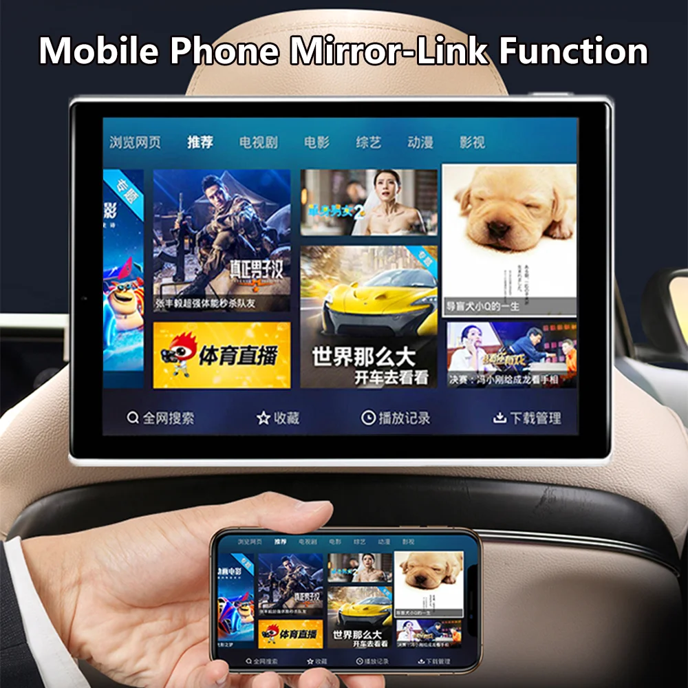 2023 New 12.5 Inch Car Rear Seat Entertainment Screen WIFI 4K Video Android 10.0 Car Headrest Monitor for Mercedes Plug and Play