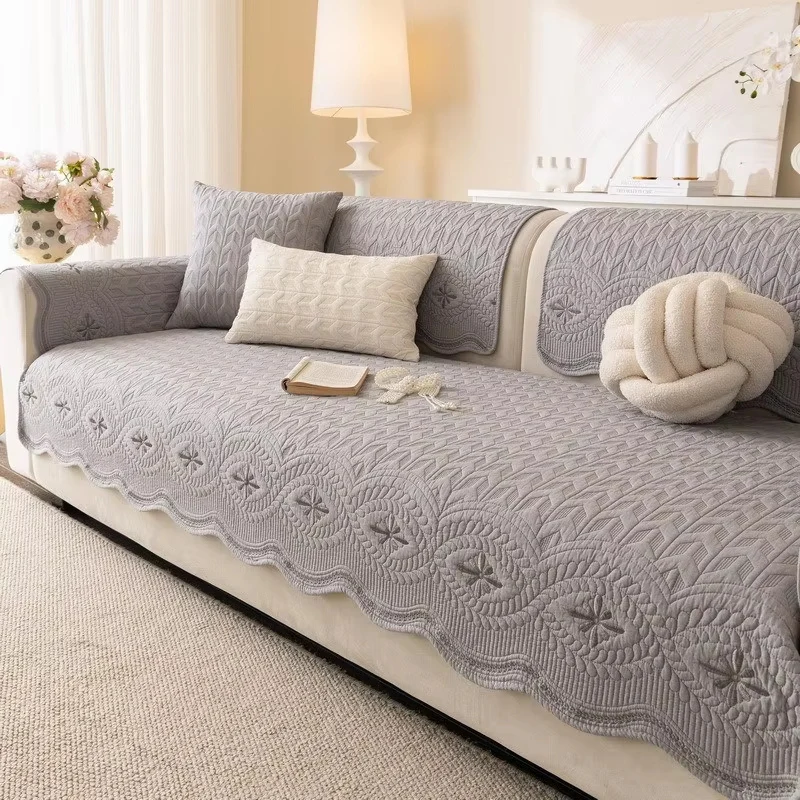 

Four Season European Embroidery Cotton Sofa Cover Universal Sofa Towel Non-slip L Shaped Corner Couch Cover for Living Room