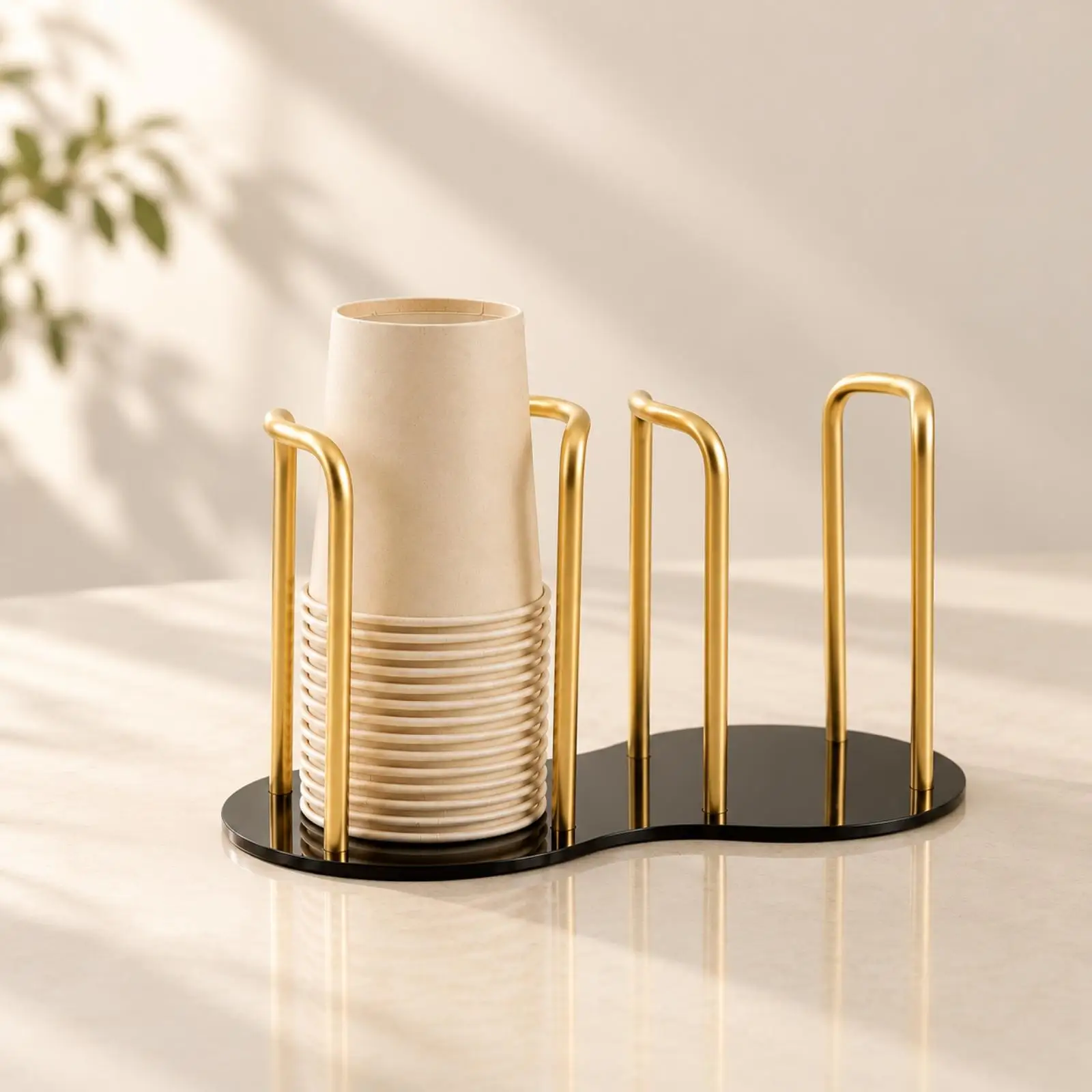 Dispenser Sanitary Desktop Disposable-Cup Dispenser with twoCup Holder Coffee Station Organizer Open-Frame Design