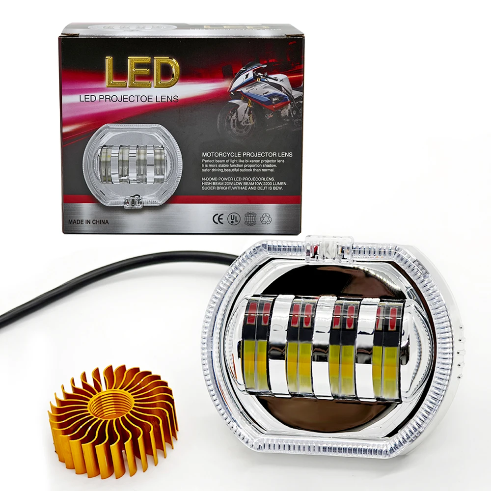 

Devil Eye Spotlight Dual Color Angel Eye LED Motorcycle Headlight 45W DRL Dual Halo Lamp Car Led Driving Light Moto Fog Lamp