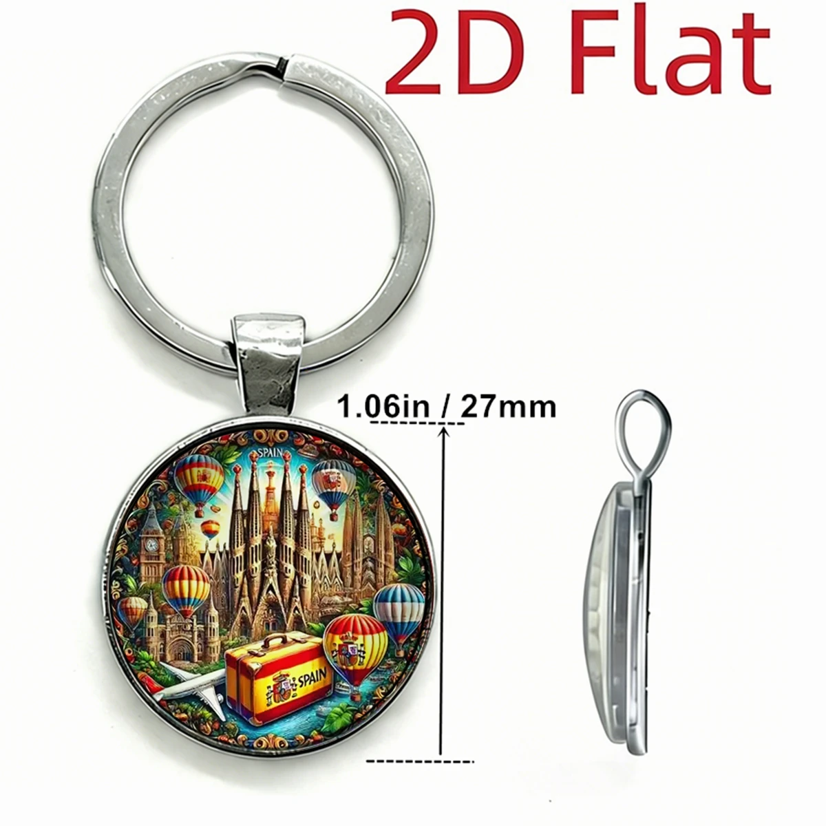 1pc Spain Landmarks Keychain - Barcelona Sagrada Familia Spanish Travel Souvenir Keyring