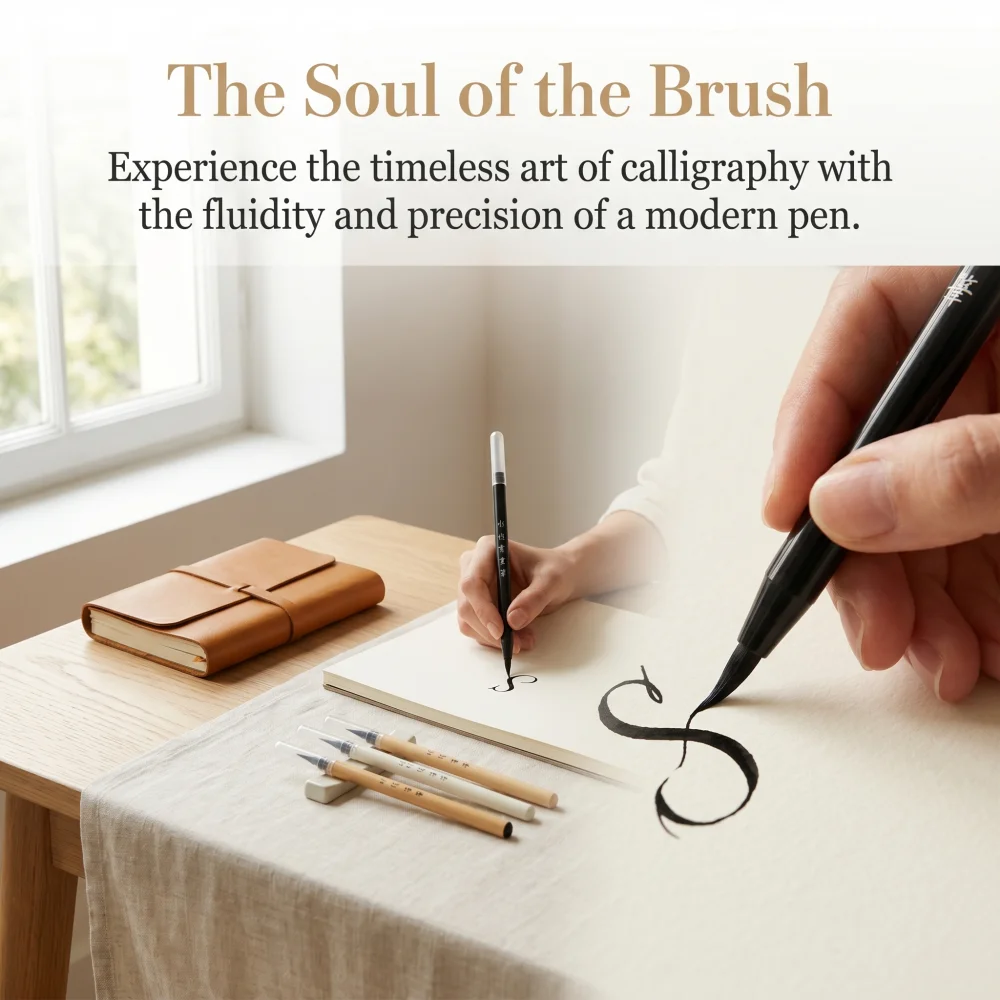 3Pcs Professional Water-Based Soft Brush Pen Set, Calligraphy Painting Pens with Flexible Nib for Beginner