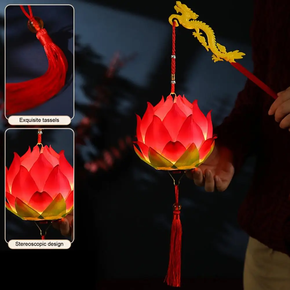 โคมไฟดอกบัวชุด DIY พร้อมเสาสําหรับเด็กมือถือ Blossom ดอกไม้โคมไฟเรืองแสงสําหรับเทศกาลกลางฤดูใบไม้ร่วงปีใหม่