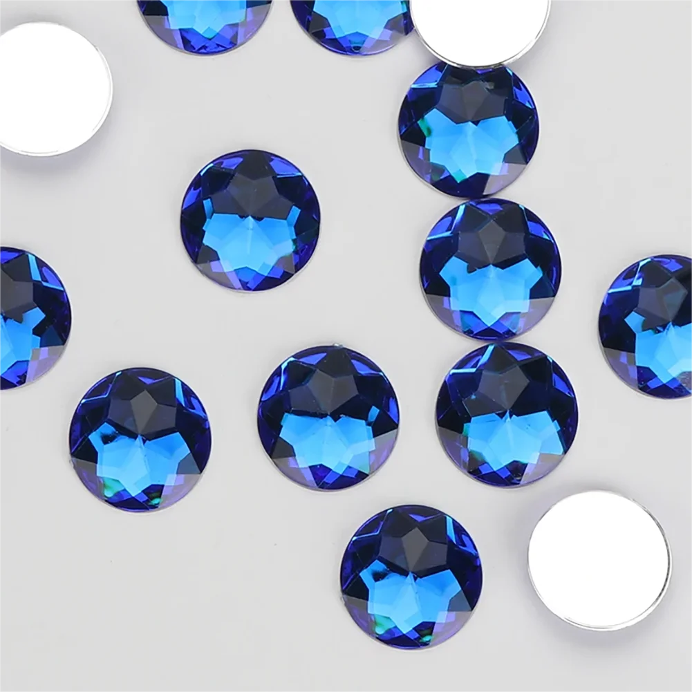 NKS 10 12 14 16 20 25 30mm Round Rhinestones Flat Back Acrylic Gems Crystal Stones Glue on Rhinestones for DIY Clothes