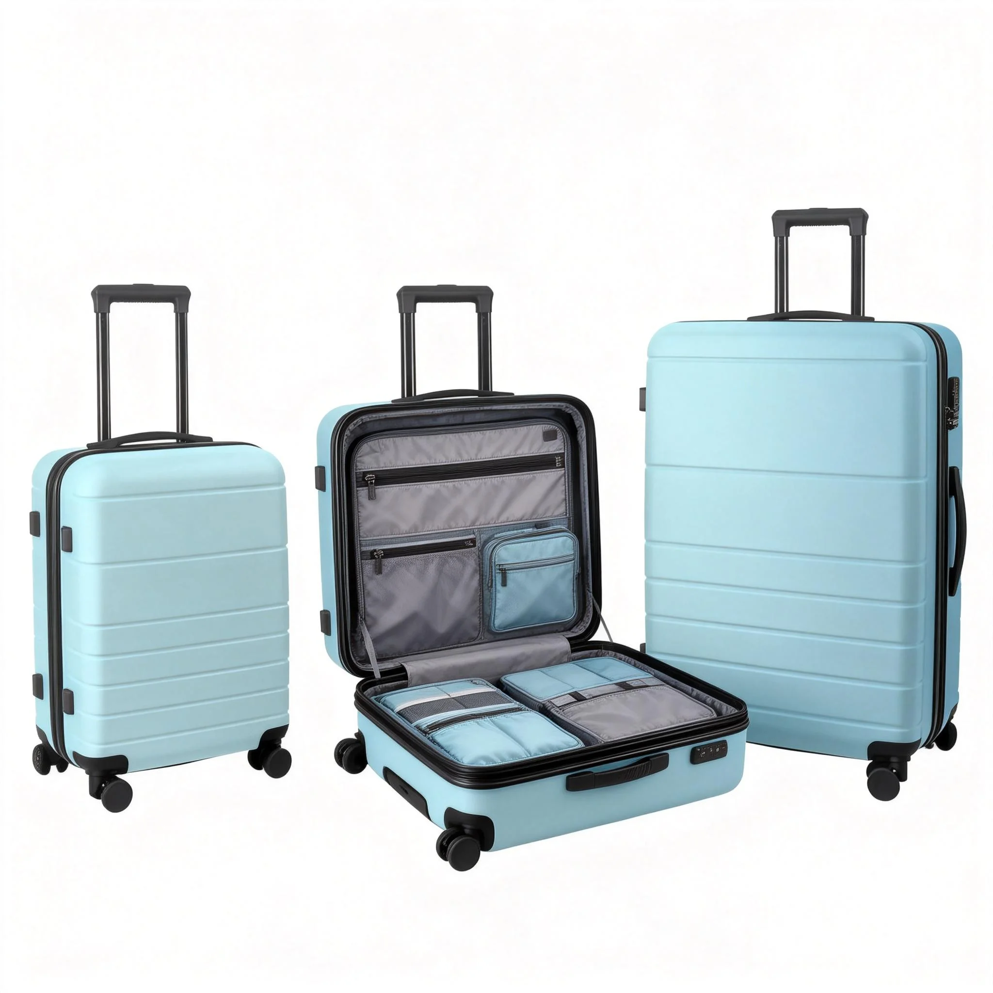 

Набор из 3-х чемоданов ABS Hardshell с жестким корпусом, 20, 24, 28 дюймов, с замком TSA, на колесиках, легкие, прочные, розовые