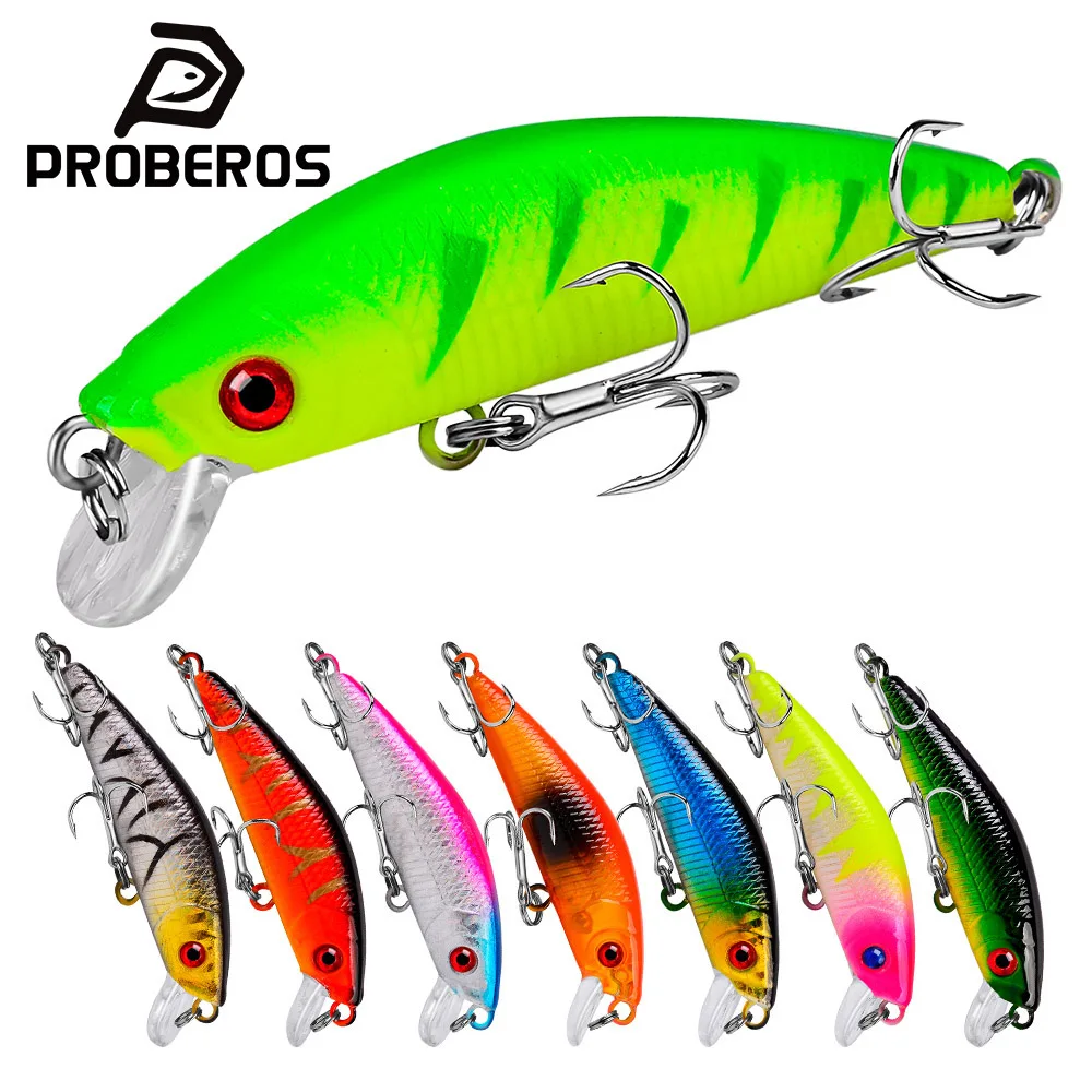 Proberos Minnow Angelköder 70mm 8g 3D-Augen Crankbait Wobbler Künstlicher Plastik-Hartköder Angelzubehör