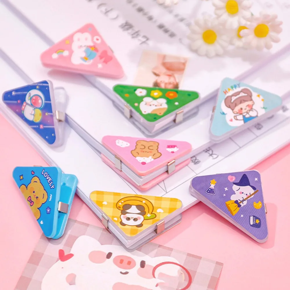 5pcs Bookmark Cartoon Triangle Paper Clips Photo Clamp Desk Organizer Kawaii Triangle Page Holder Convenient Cartoon