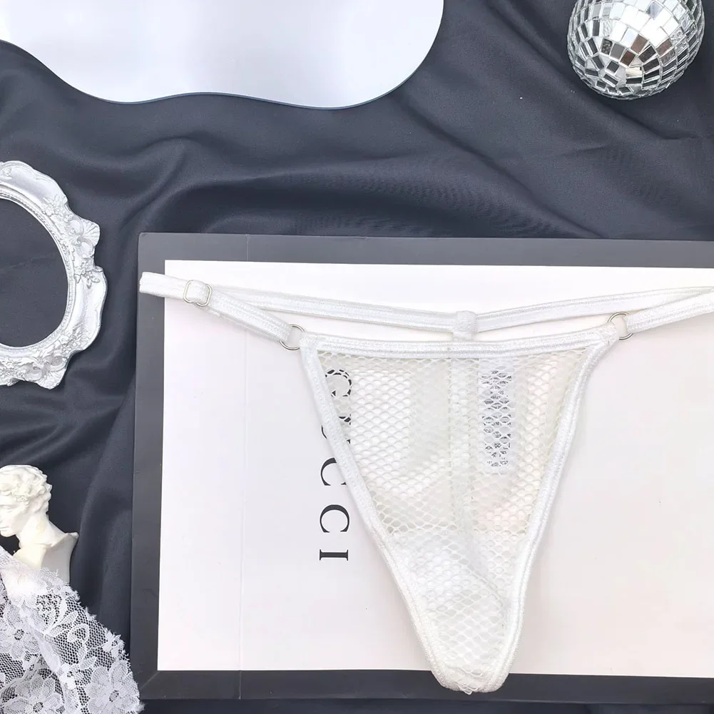 Women Sexy Fine Mesh See Through Thong Panties Open Buttocks G String Underpants Low Waist Underwear Bikini Seductive Lingerie