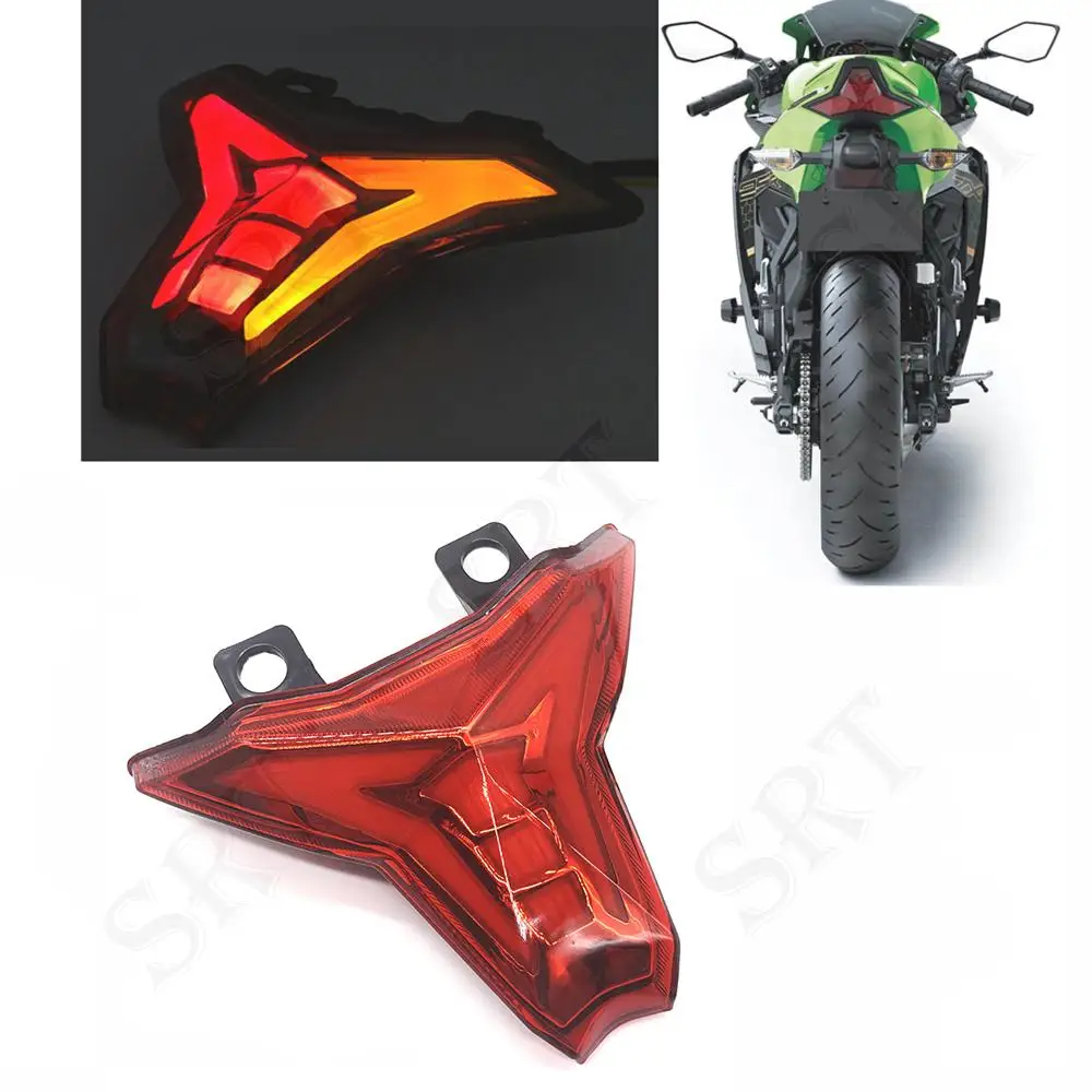 

For Kawasaki Z1000 Z400 Z250 Ninja 400 250 ZX 6R 10R 25R Motorcycle Rear Brake Turn Signal Integrated LED Taillight 2016-2022