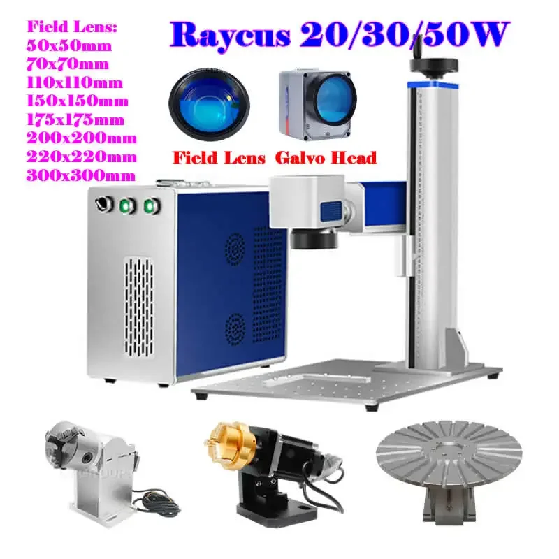 

Fiber Laser Marking Machine 50W 30W 20W Raycus with Rotary Axis Metal Gold Silver Jewelry Engraver For Engraving Business Card