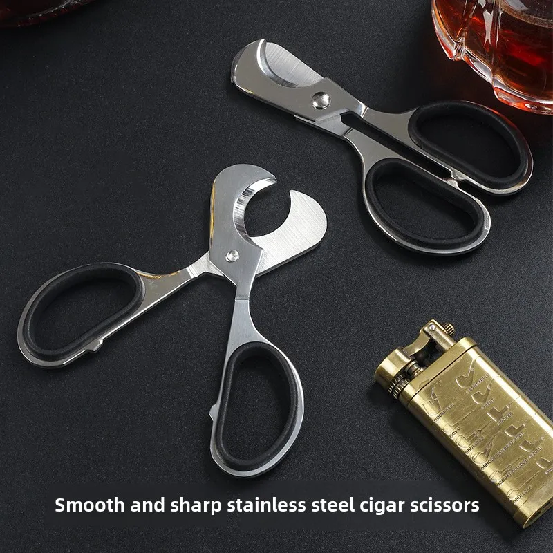 Portable Stainless Steel Sharp Double Blade Cigar Scissors, Household Tool Accessories, Multifunctional Medicinal Tool