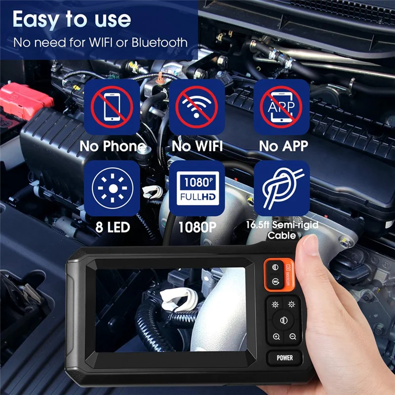 ABGI-Dual Lens المنظار الصناعي 1080P كاميرا فحص Borescope الرقمية كاميرا المنظار
