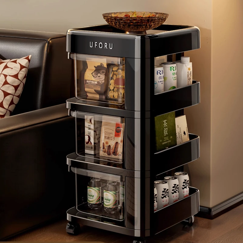 رف تخزين بعجلات صغيرة على الطراز العتيق لا يتطلب التجميع وخزانة تخزين الوجبات الخفيفة وأثاث درج خزانة جانبية لغرفة المعيشة #1