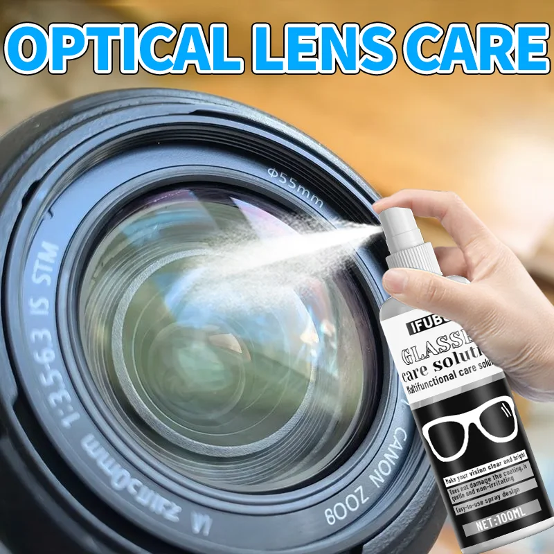 

IFUBO 100 мл Спрей для чистки линз и оптики: для очков, телефонов, камер, компьютеров, планшетов, телевизоров - Чистящее средство для яркого изображения