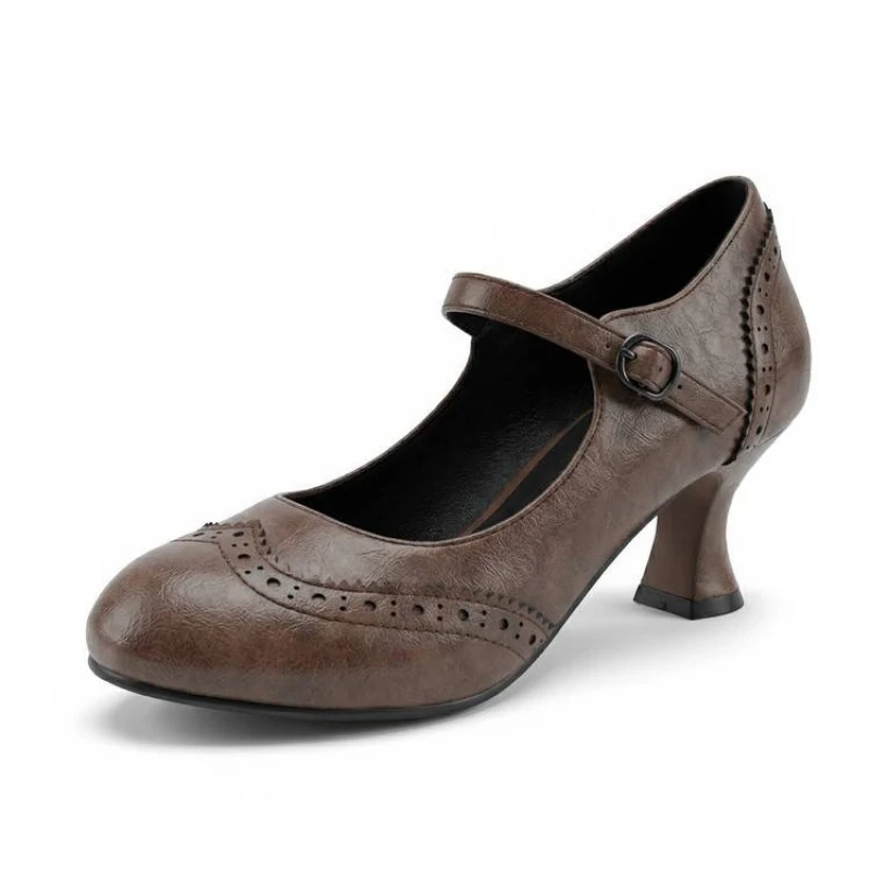 

Oversized shoes women's pumps and heels Ladies' party shoes Round toe Fashion trend Banquets Retro Comfortable
