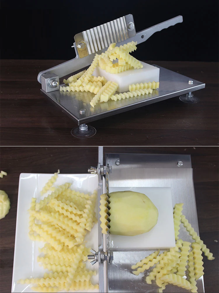 

Stainless Steel Potato Chip Slicer Sweet Photos Crinkle Wavy Slicer Knife Potato Cutter Chopper French Fry Maker Tool
