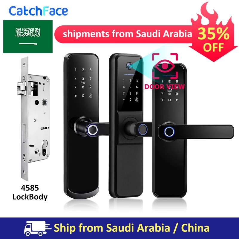 Saudi Arabia Warehouse 4585 Electronic Fingerprint Digital Smart Lock With WiFi TUYA APP Password IC Card Unlock Security