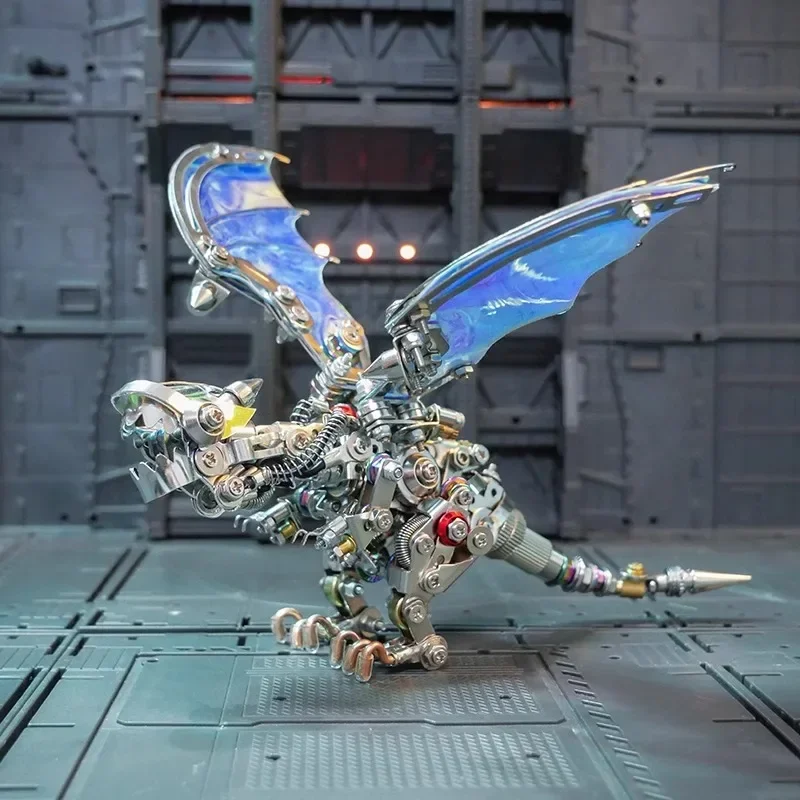 Nidhogg Kleurrijke Draak Speelgoed Handgemaakte Metalen Assemblagemodel Nationale Trendy Mecha Ornament Verjaardagscadeau