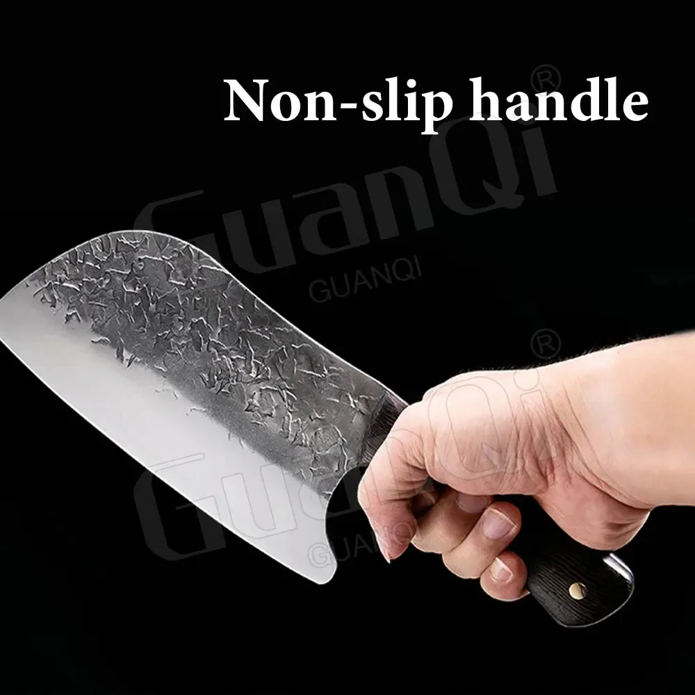 Handmade Forged Kitchen Knife Hammered Butcher Knife Forged Full Tang High-carbon Clad Steel Kitchen Butcher Cleaver Knife