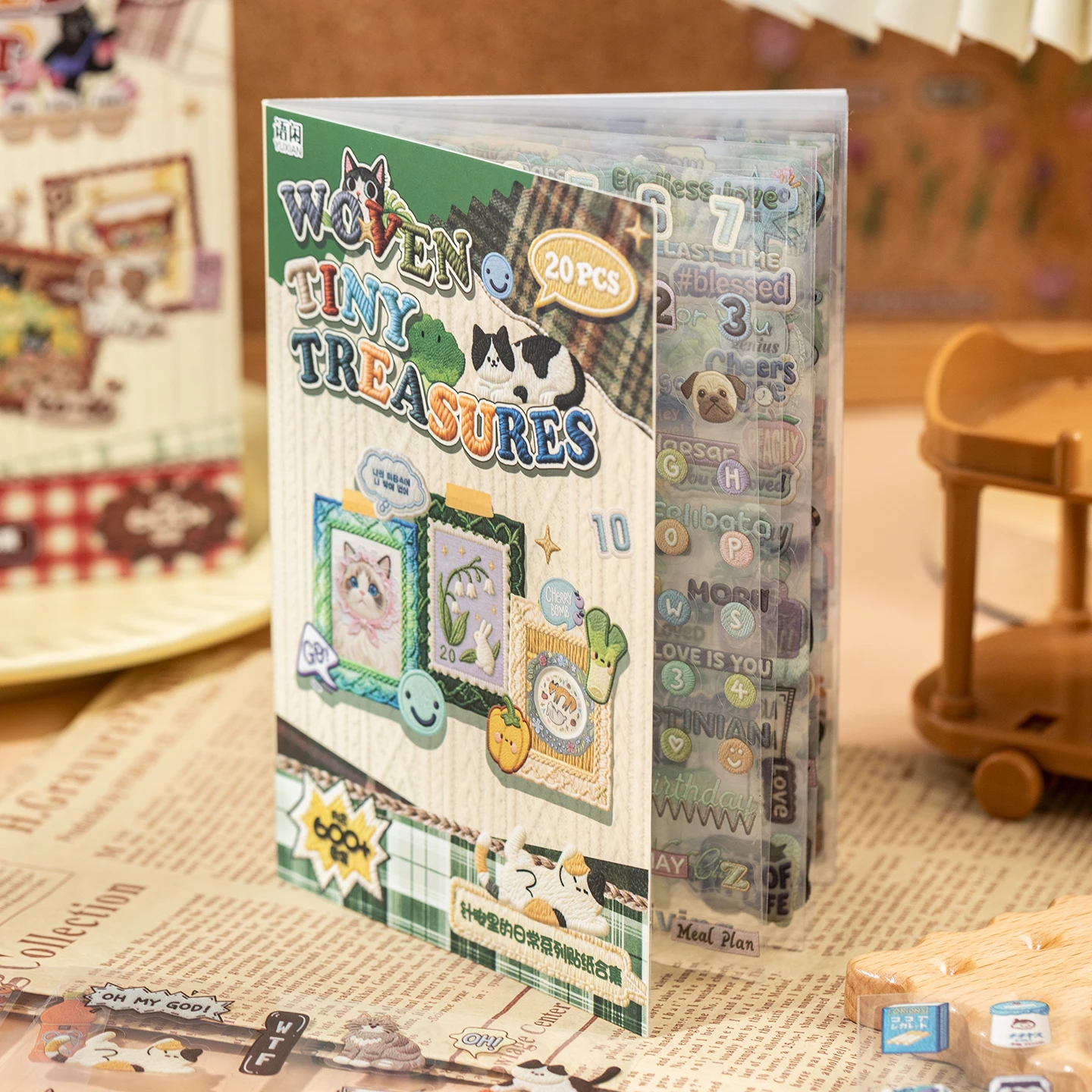 

20 Sheets Pet and food themes Die cut Stickers book Cartoon Decorative handmade Scrapbooking Diary Japanese Stationery Supplies