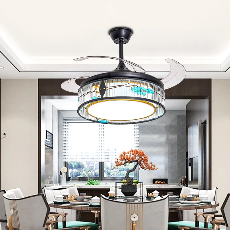 Living room, remote control, invisible led ceiling fan light, bedroom, light