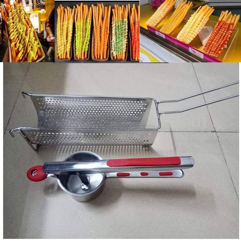 Manual Press Fried Potato French Fries & Chips Cutter Dispenser Super Long French Fries Makers Machines Long Potato Machine