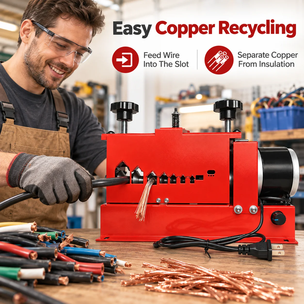 AOLIVIYA 250W Electric Wire Stripping Machine Automatic Copper Cable Stripper Scrap Wire Peeler For Copper Recycling
